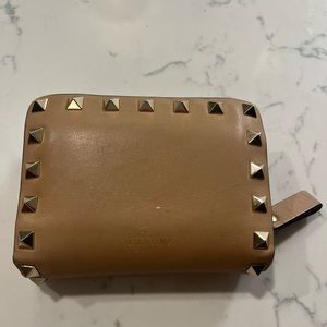 Valentino Rockstud Calfskin Compact Wallet